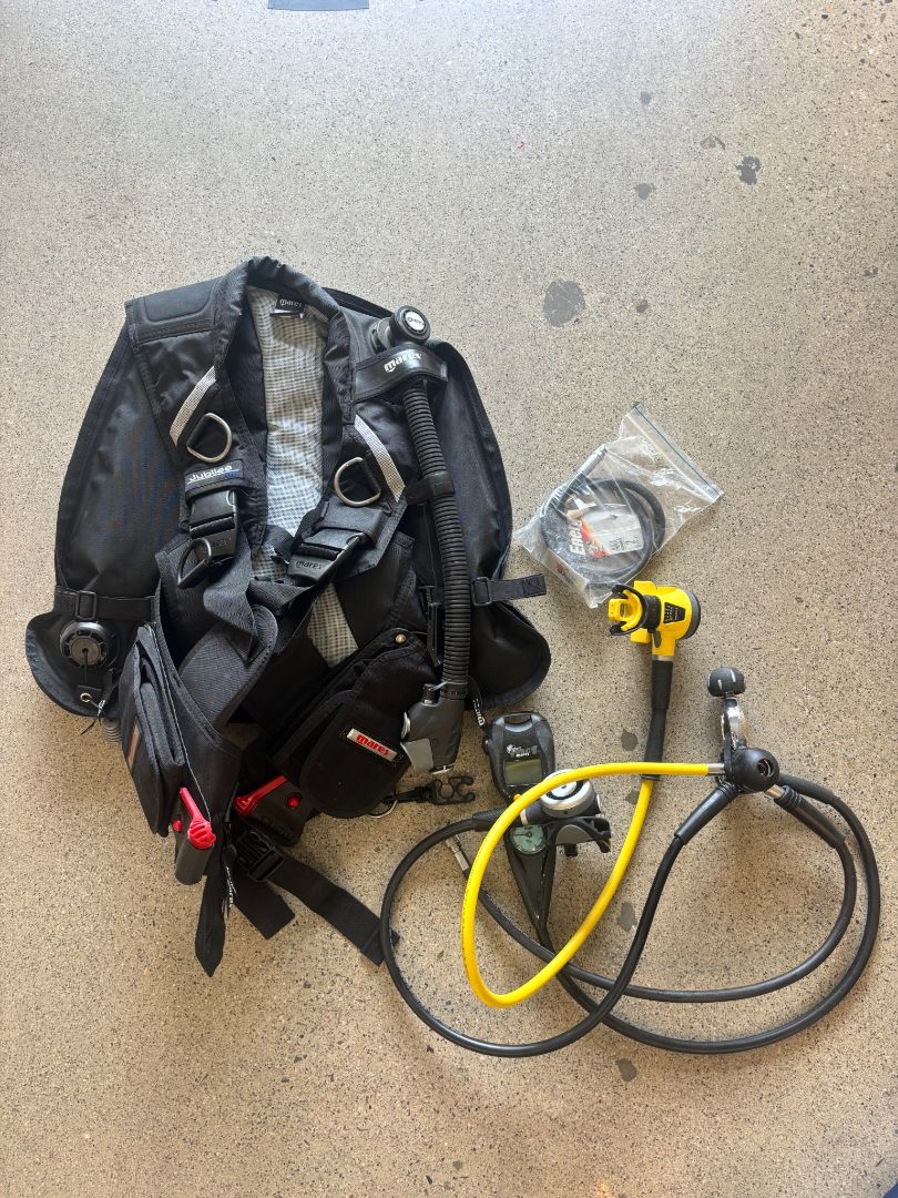 Black/Grey Mares Complete Scuba Diving Set, L