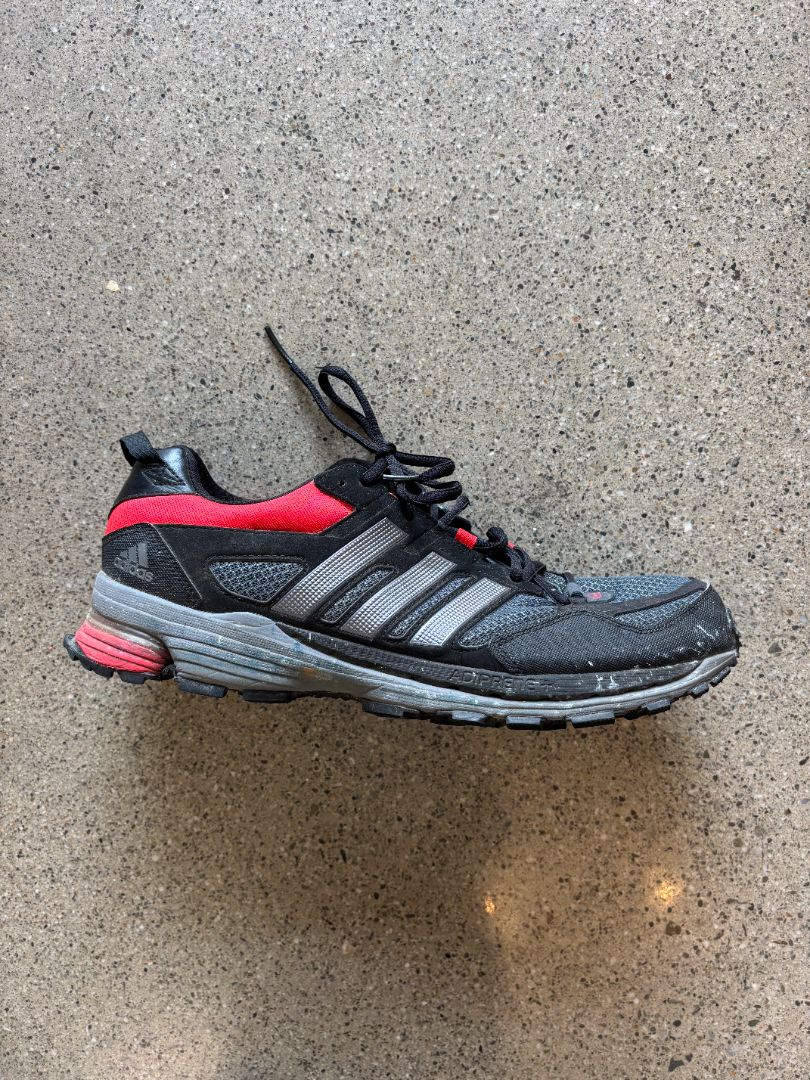 Black/Red Adidas Trail Running Shoes, US 12