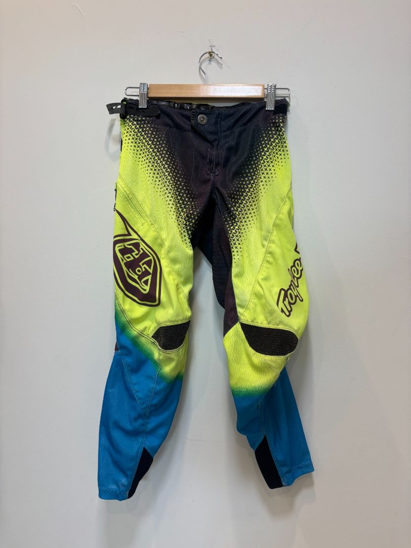 Neon Yellow/Blue Troy Lee Designs Youth Sprint Pants, Youth (S–M)