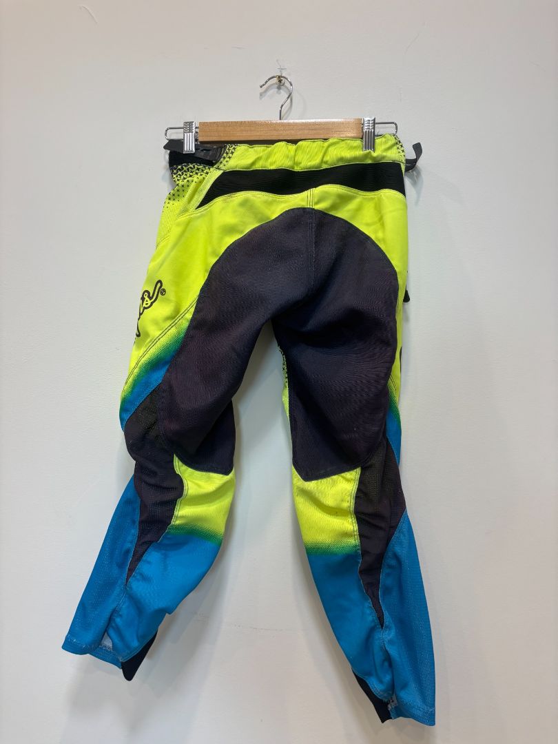 Neon Yellow/Blue Troy Lee Designs Youth Sprint Pants, Youth (S–M)