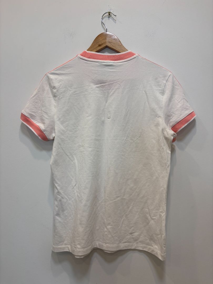White/Pink Adidas Originals 3-Stripes Retro Tee, Women’s L (16–18)