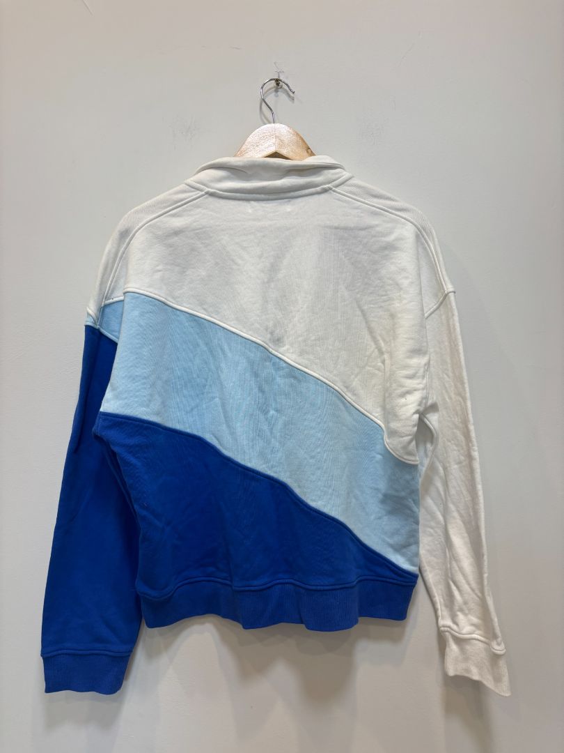 Blue/White Bande Studio Colourblock Quarter-Zip Sweatshirt, Women’s L