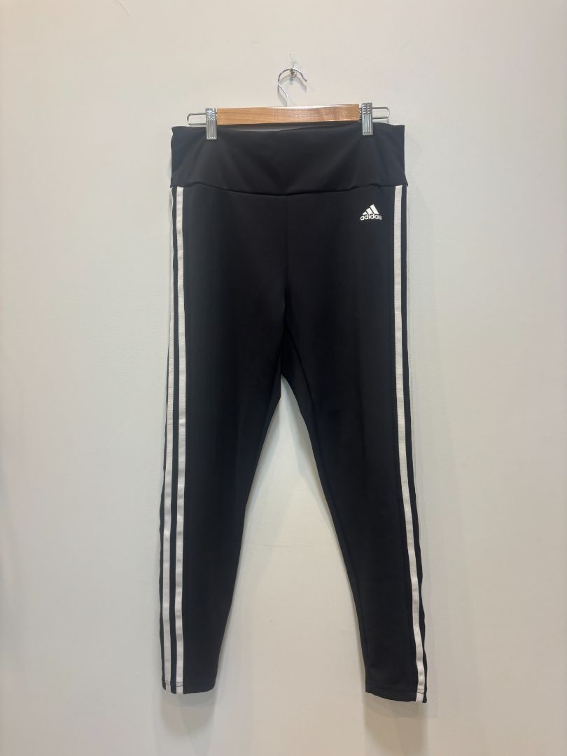 Black with White Stripes Adidas Aeroready 3-Stripes Leggings, Women’s L (16–18)
