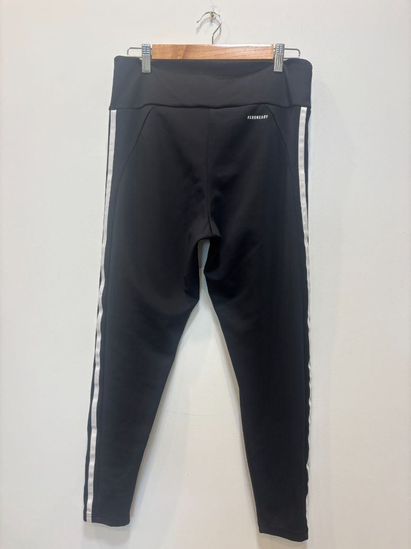 Black with White Stripes Adidas Aeroready 3-Stripes Leggings, Women’s L (16–18)