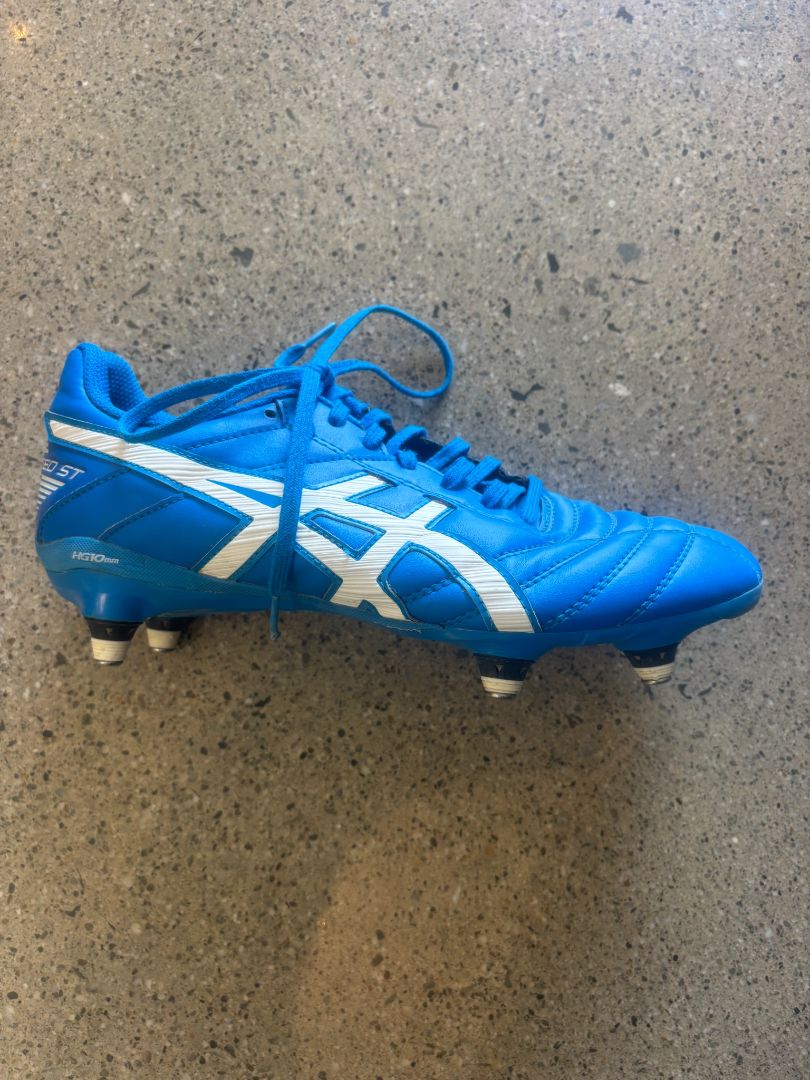 Blue / White Asics Lethal Speed ST Rugby Boots, US 7.5 / EU 40.5