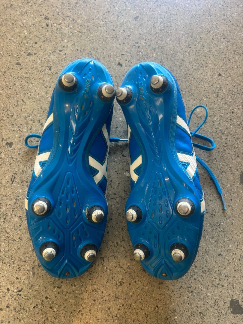 Blue / White Asics Lethal Speed ST Rugby Boots, US 7.5 / EU 40.5