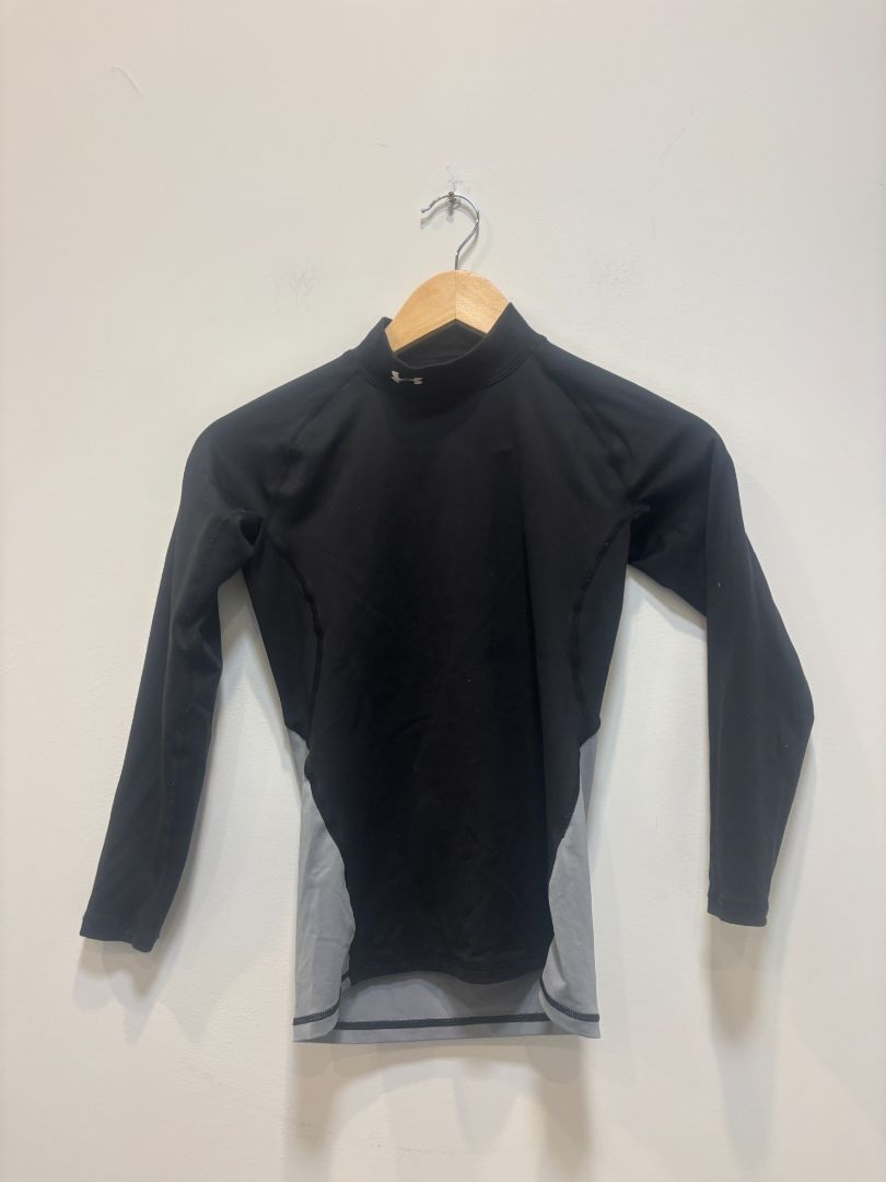 Black/Grey Under Armour Long Sleeve Compression Top, Youth