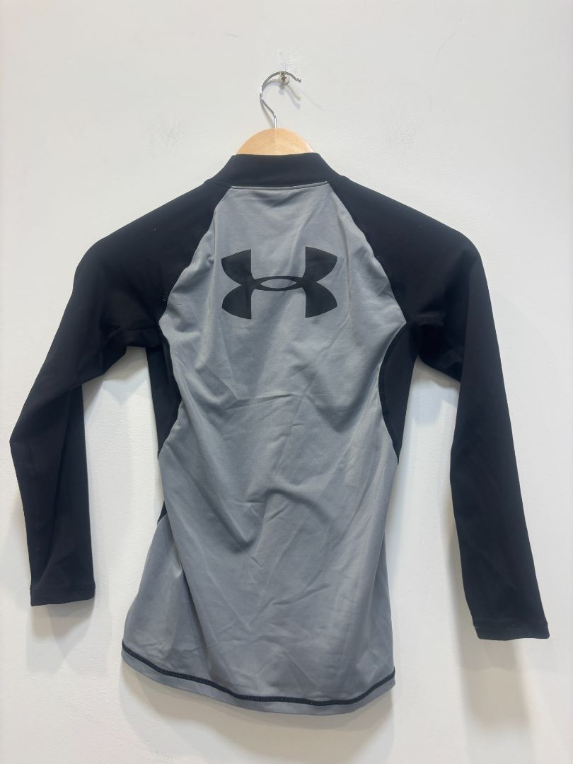 Black/Grey Under Armour Long Sleeve Compression Top, Youth