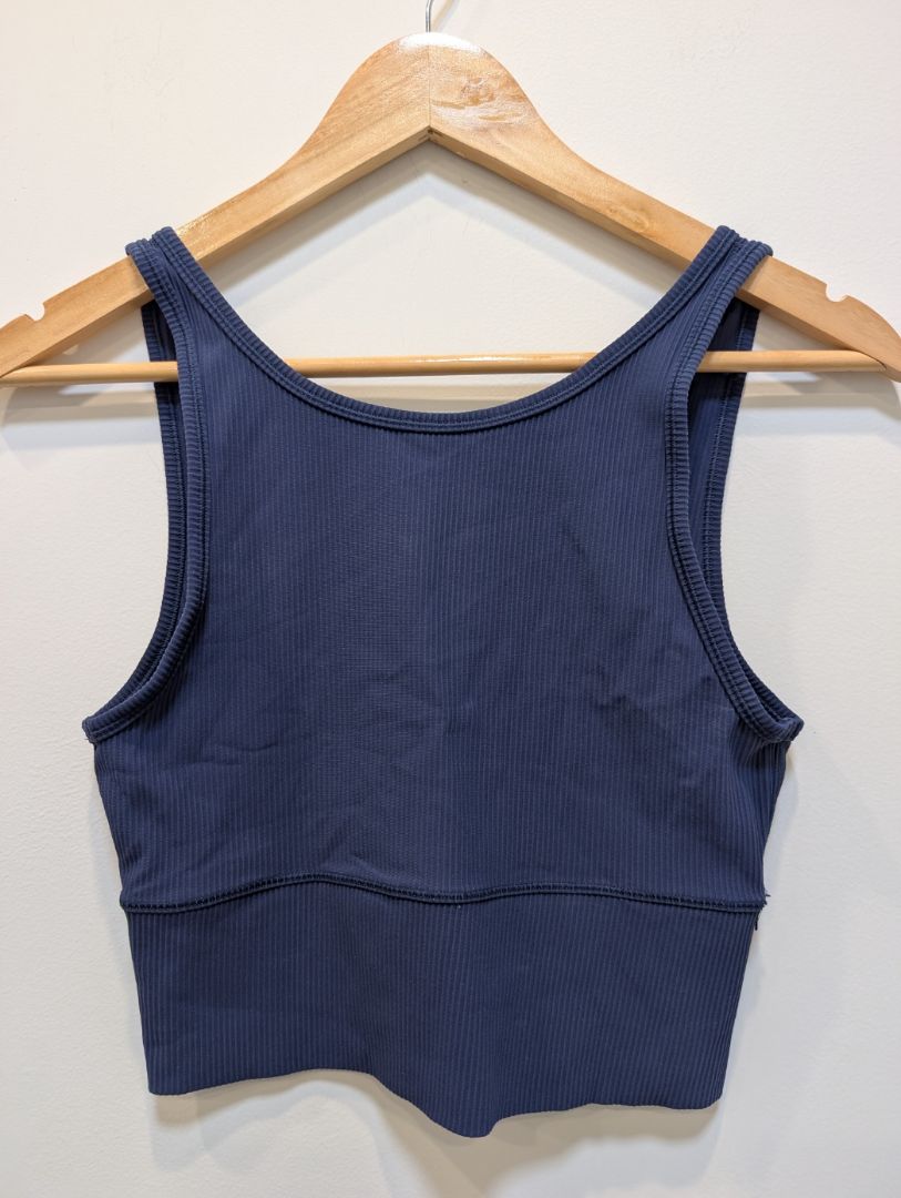 Navy Lululemon Ribbed V-Neck Crop Tank, 6