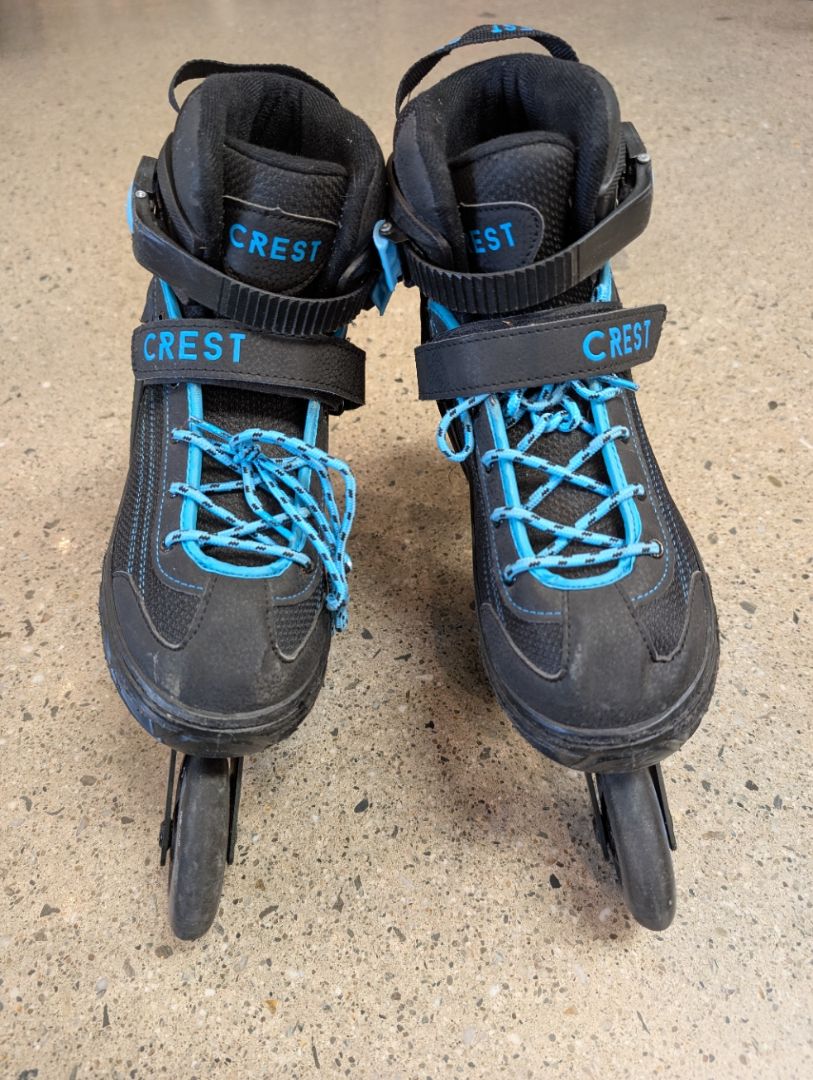 Black / Blue Crest / Anko Adjustable Inline Skates, Adjustable US 7–10