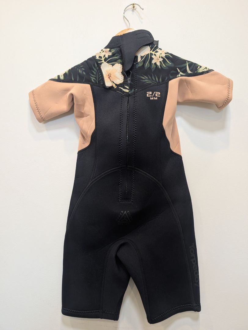 Black/Tan Floral Torpedo7 Shorty Wetsuit, Child 6