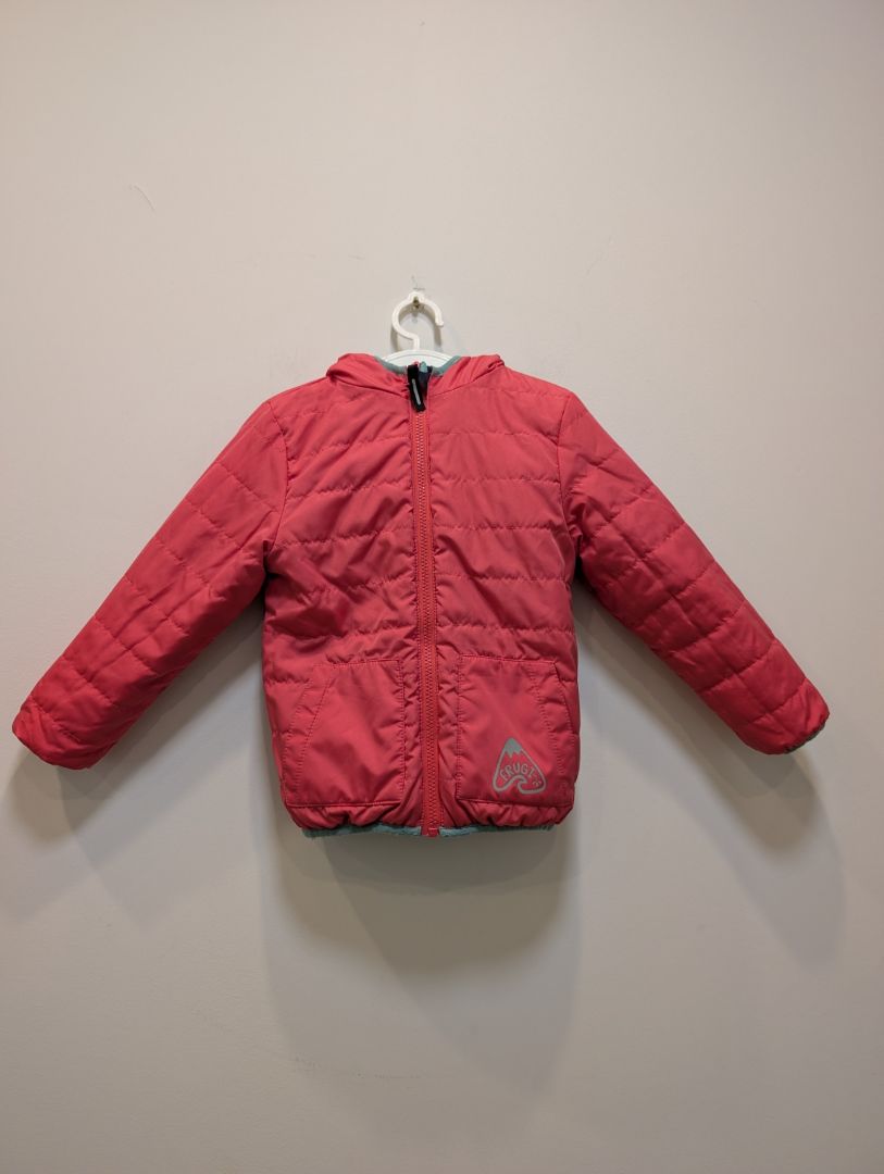 Navy/Coral Frugi Reversible Kids Puffer Jacket, 4-5Y