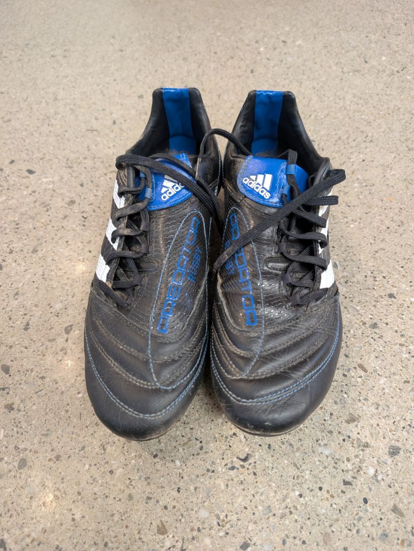 Black / Blue / White Adidas PowerSwerve Rugby Boots, US 9 EU 42/43