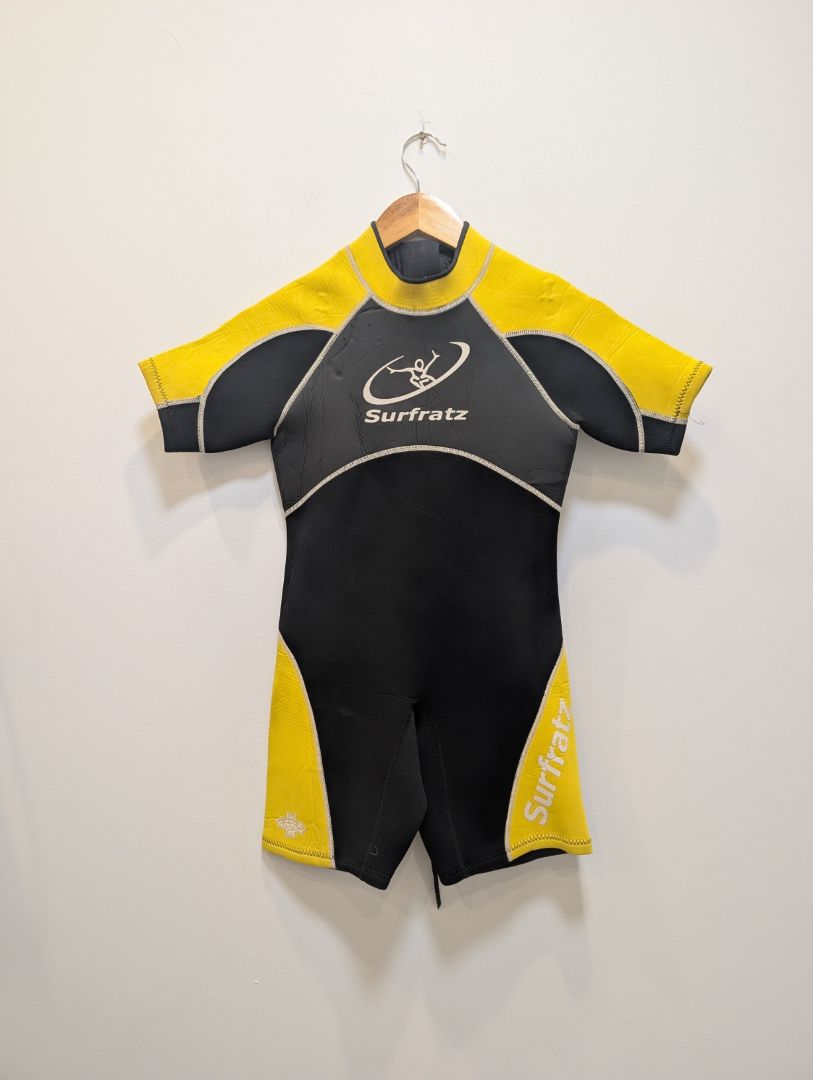 Black/Yellow Surfratz Kids Spring Wetsuit, 8