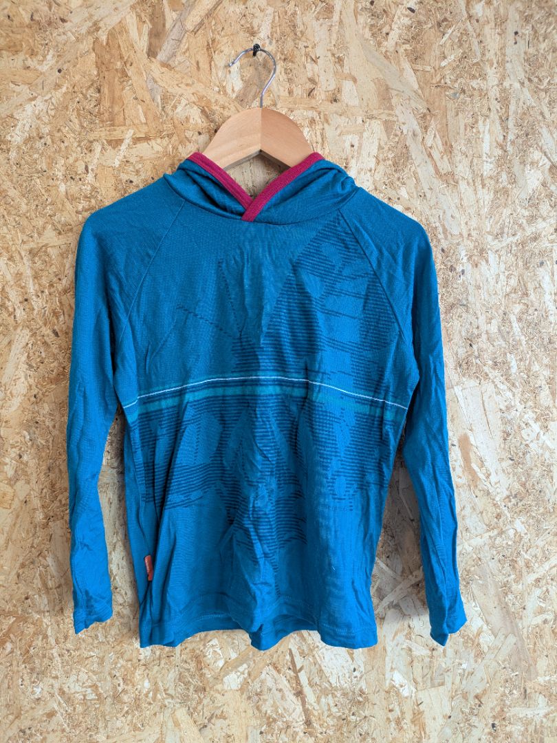 Blue Icebreaker Tech LS Merino Stag Hood, 8-10 Years