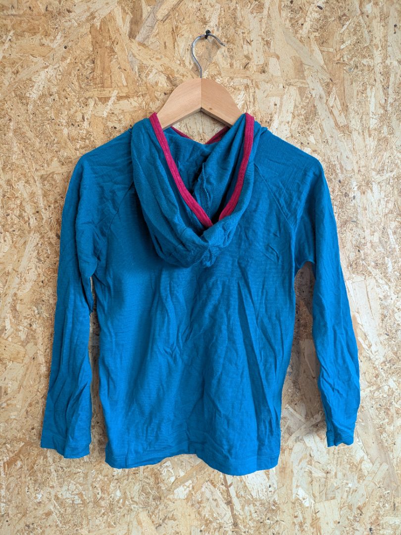 Blue Icebreaker Tech LS Merino Stag Hood, 8-10 Years