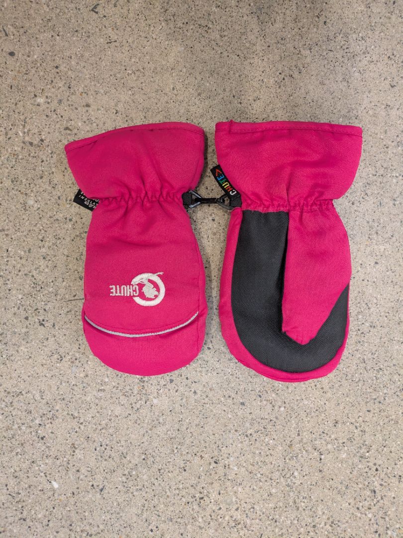 Pink Chute Kids Snow Mittens, Kids XL