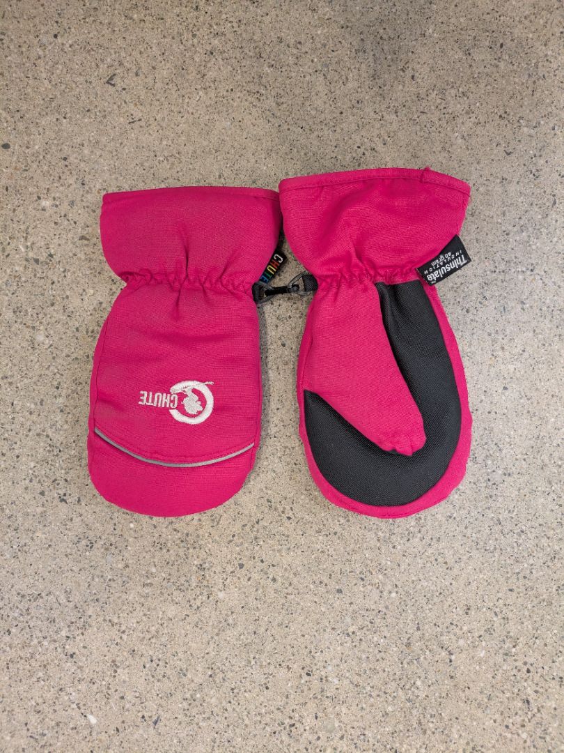 Pink Chute Kids Snow Mittens, Kids XL