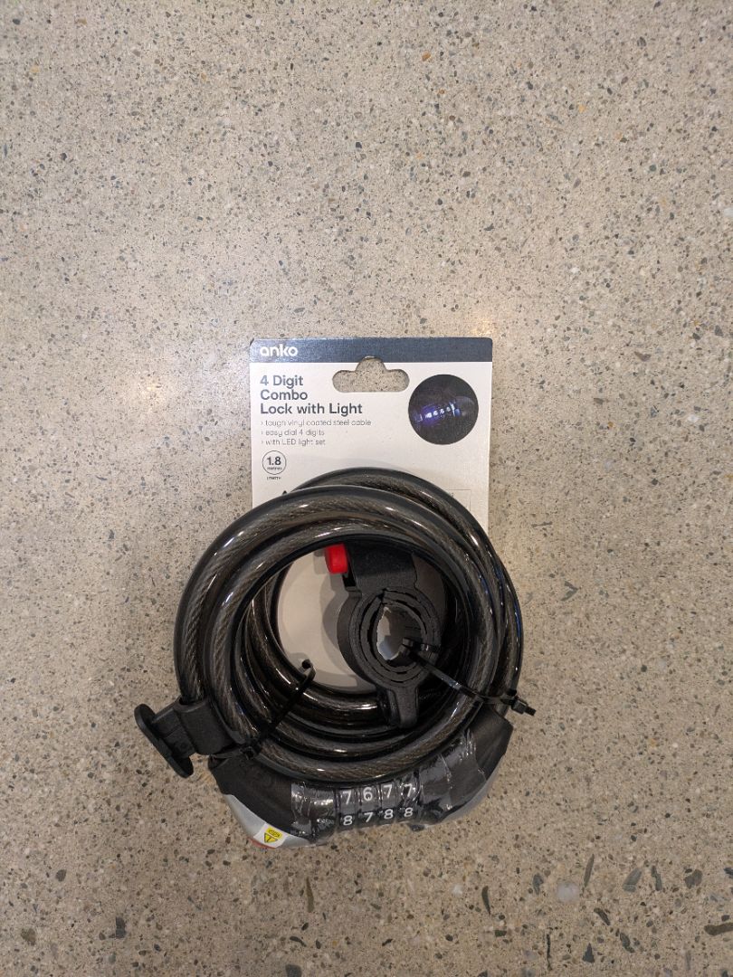 Black Anko 4-Digit Combo Lock, 1.8 m