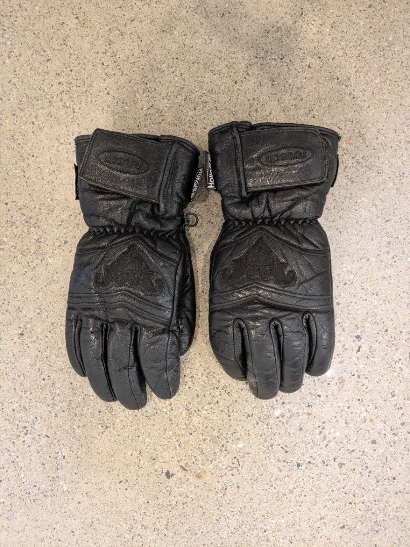 Black Reusch Leather Ski Gloves, XS