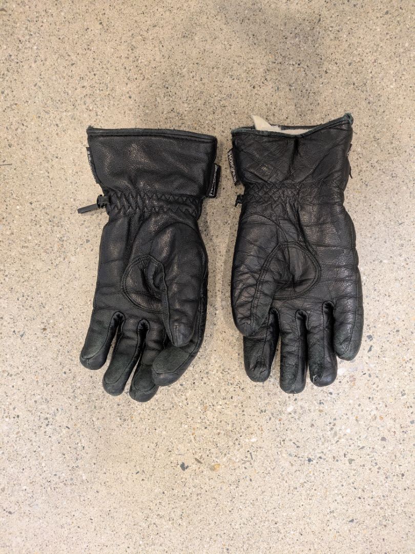 Black Reusch Leather Ski Gloves, XS