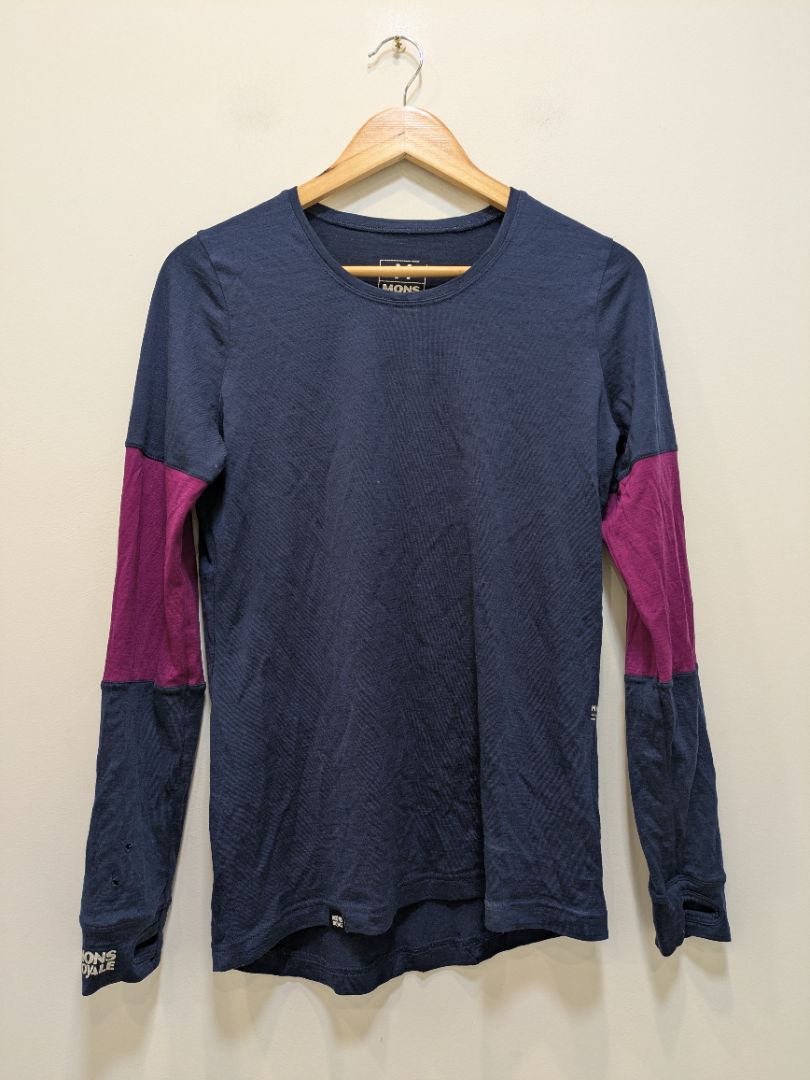 Navy Mons Royale Merino Long Sleeve, M