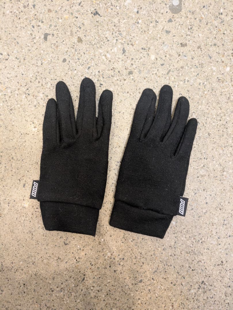 Black POW Merino Glove Liners, 6 years