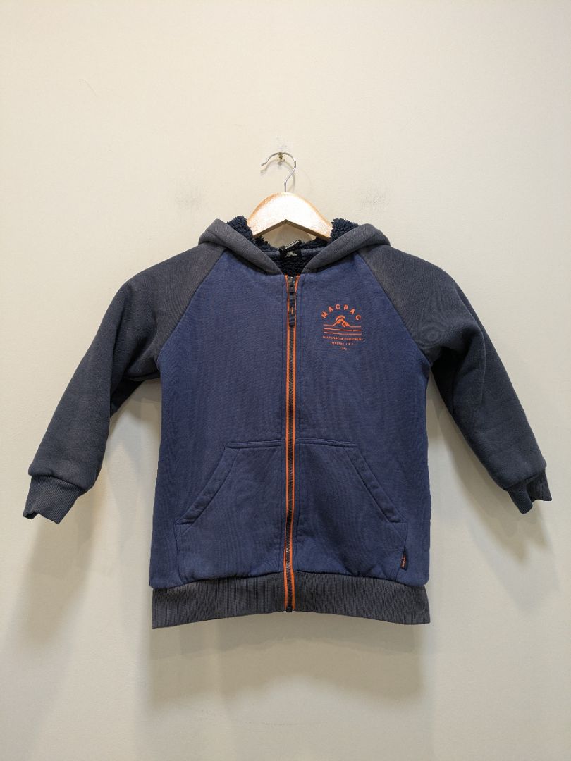 Navy Macpac Kids Sherpa Lined Zip Hoodie, 6