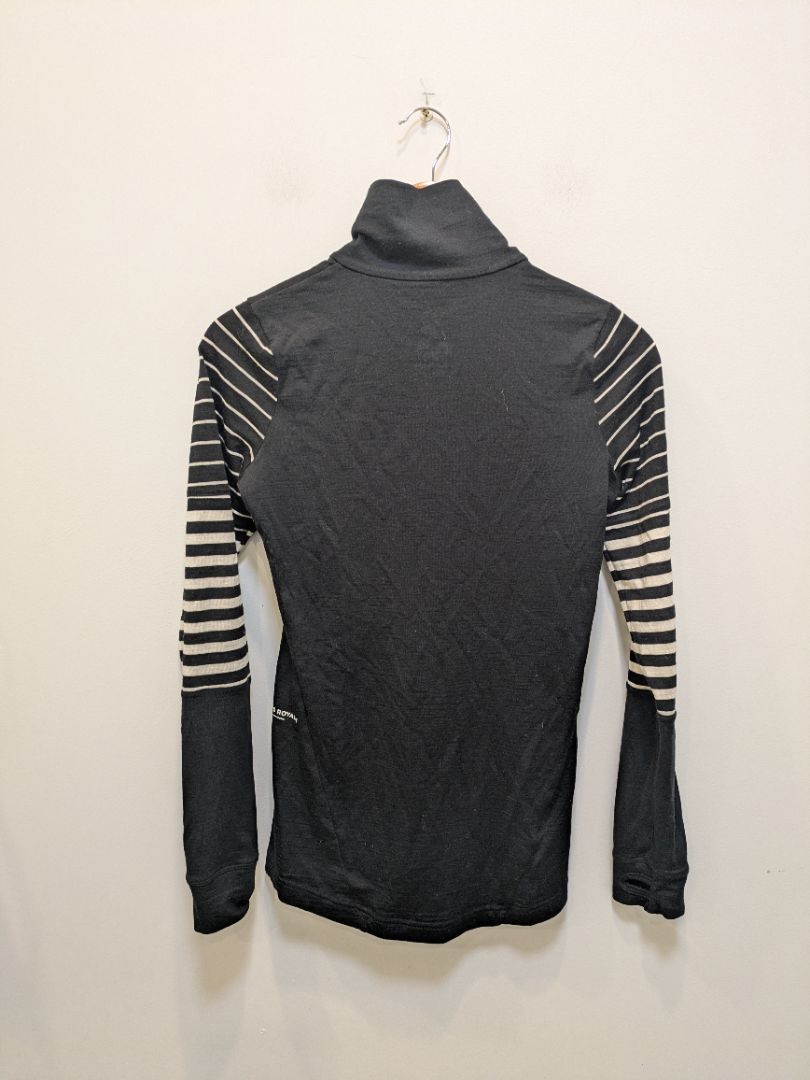 Black Mons Royale Merino 1/4 Zip Base Layer, XS