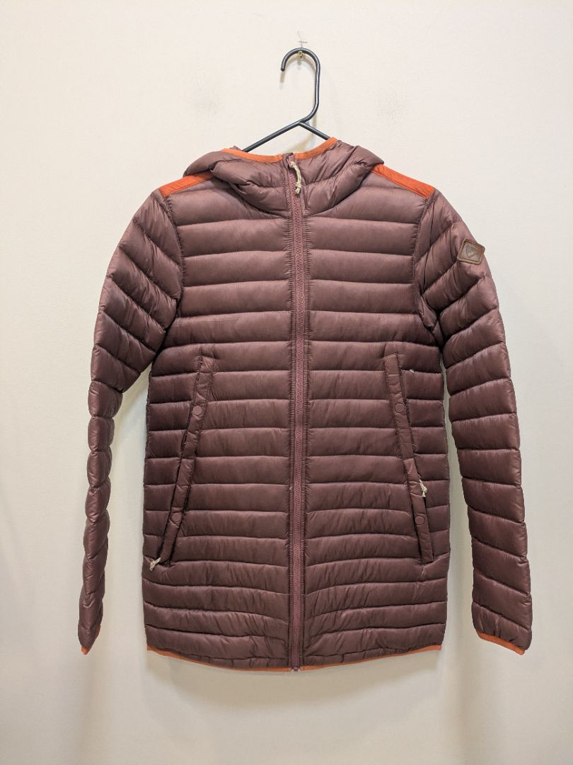 Mauve Burton Evergreen Long Down Jacket, S