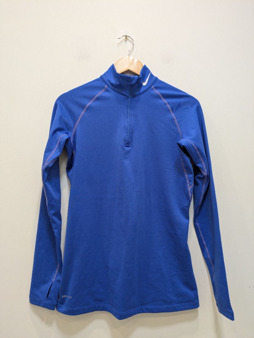 Blue Nike Pro Combat 1/4 Zip, M