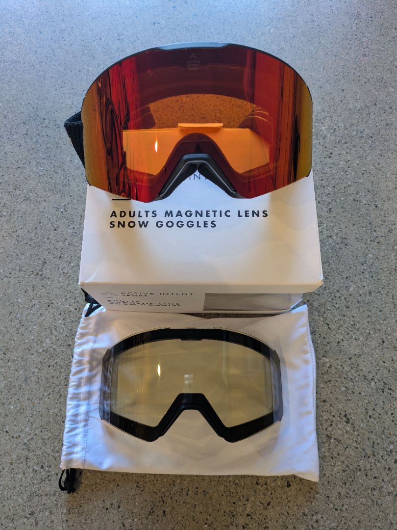 Black Active Intent Magnetic Snow Goggles, Adult
