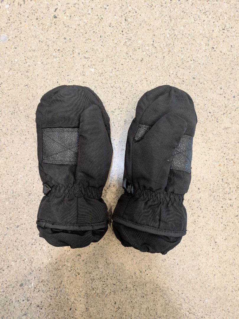Black Macpac Snow Mittens, Kids M