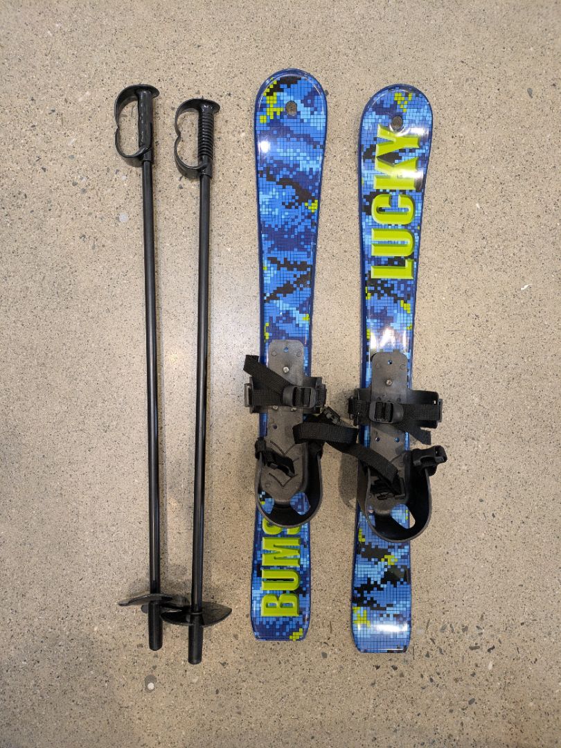 Blue Lucky Bums Youth Beginner Skis, 70cm
