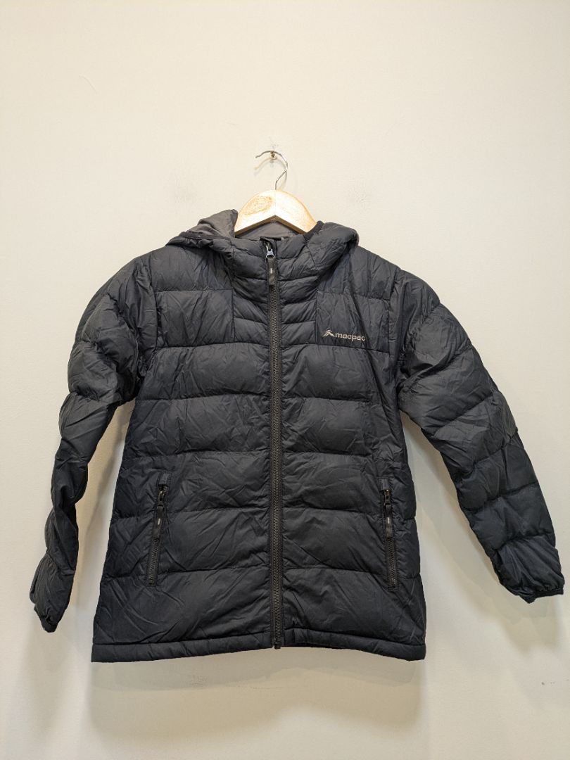 Black Macpac Uber Light Hooded Down Jacket, 8