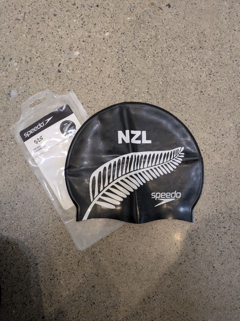 Black Speedo NZL Silicone Swim Cap, One Size