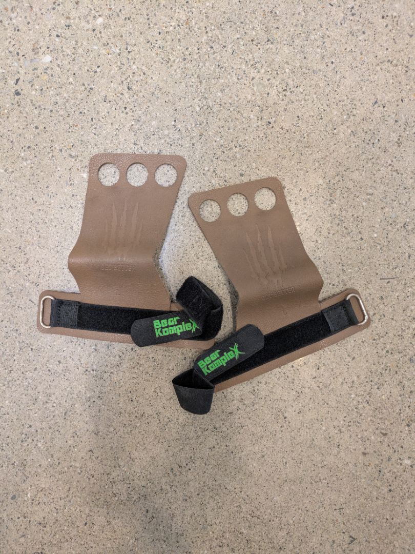 Tan Bear KompleX 3-Hole Leather Hand Grips, L