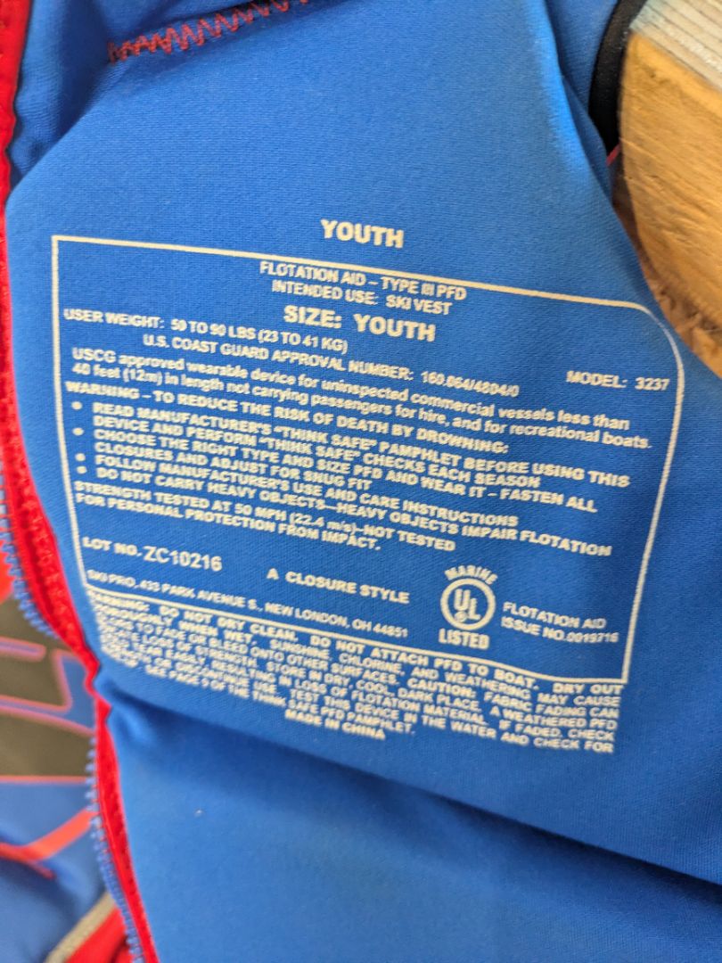 Blue Hyperlite Youth PFD, Youth 23-41 kg
