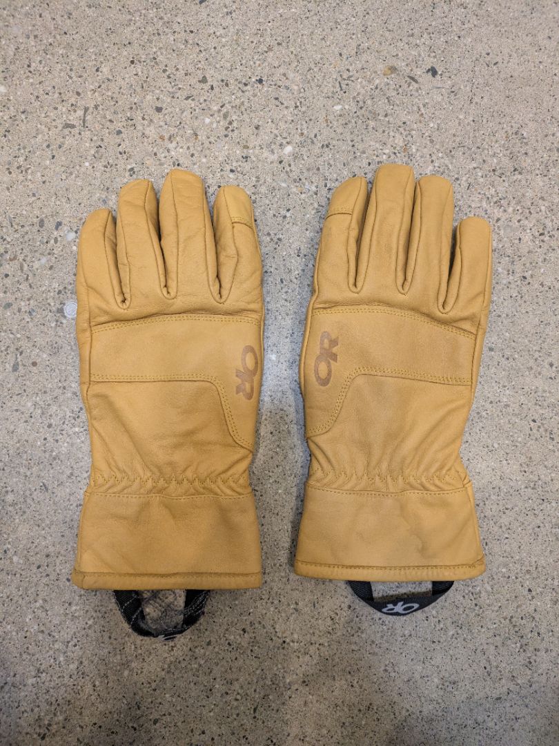 Tan Outdoor Research Leather Ski Gloves, M