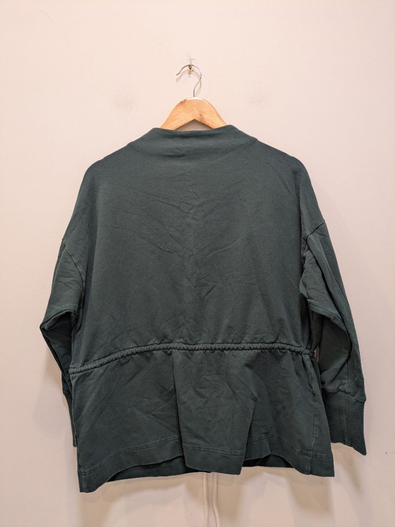 Dark Green Marlow Drawstring Funnel Neck Sweatshirt, Women's M