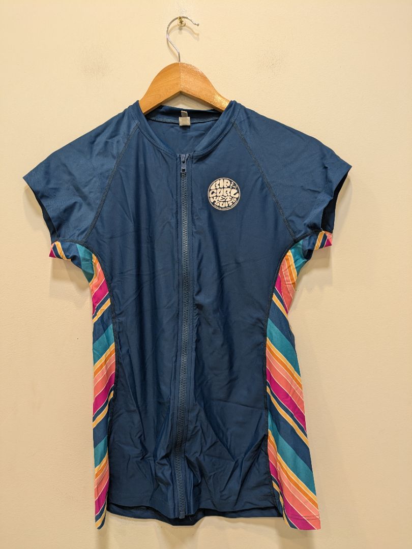 Blue Rip Curl Zip Rash Vest, Kids XL