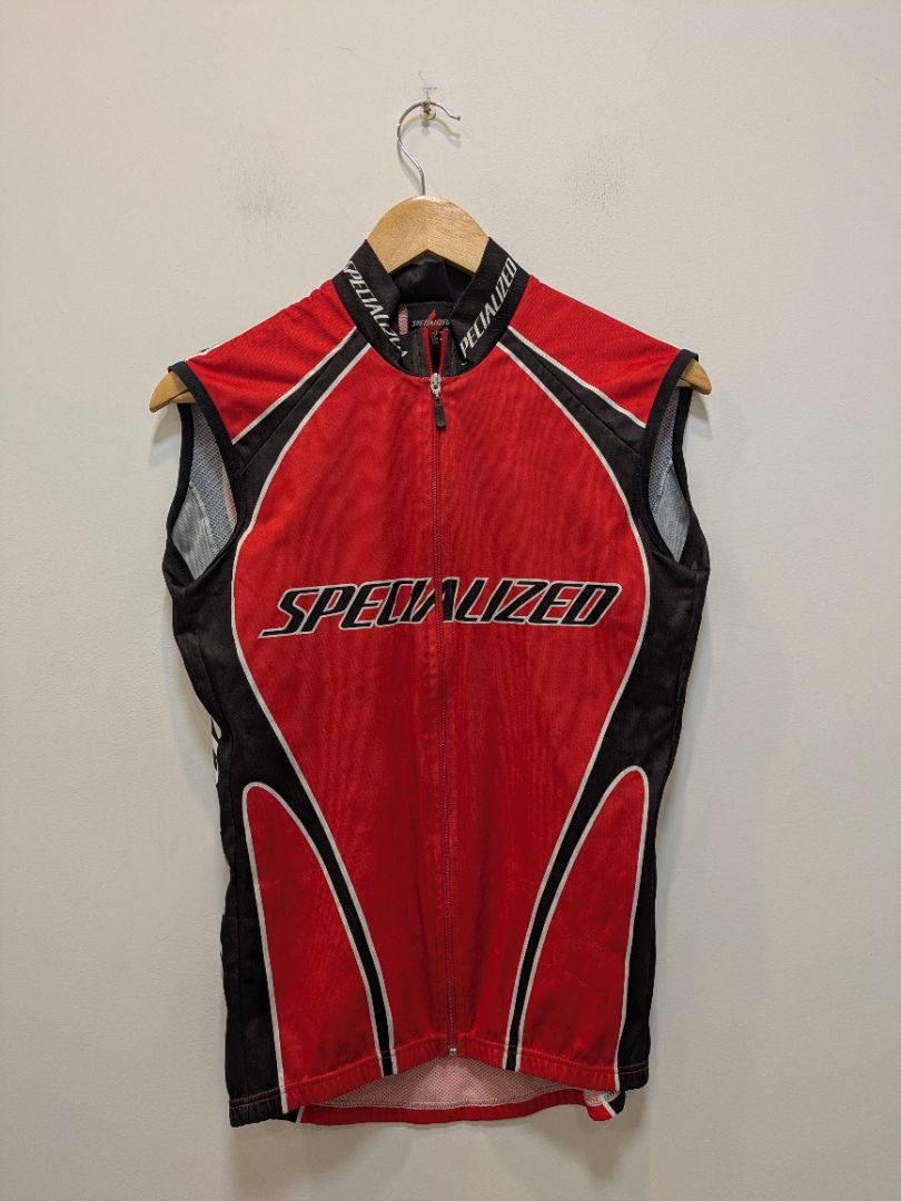Red Specialized Sleeveless Cycling Jersey, Approx. Small