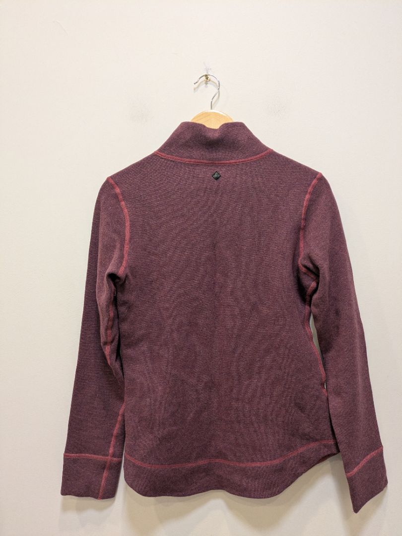 Burgundy prAna Asymmetric Button Pullover, M