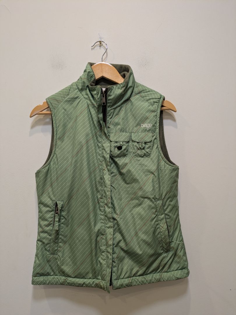 Olive Green Orage Reversible Fleece Vest, S