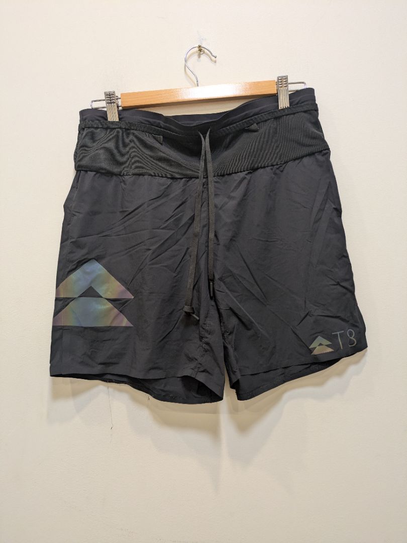 Black T8 Trail Running Shorts, L