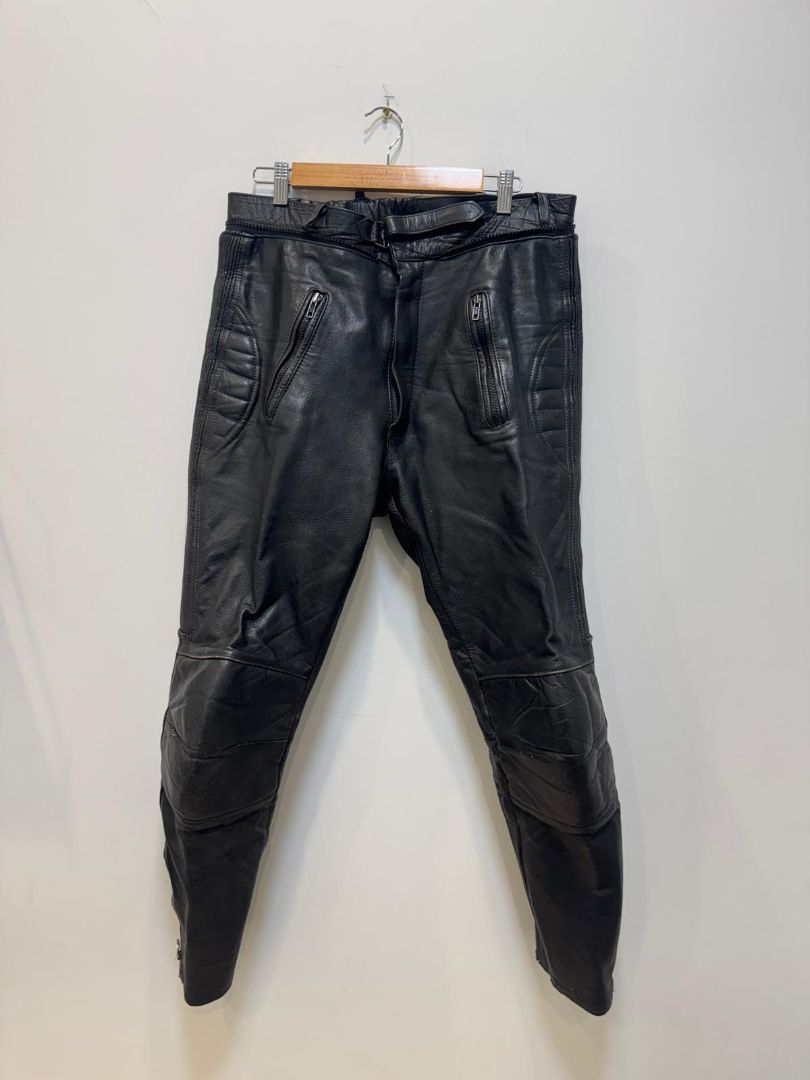 Black  Leather Motorcycle Pants, L