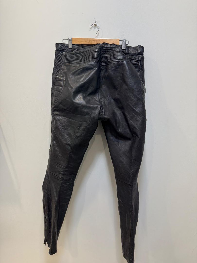 Black  Leather Motorcycle Pants, L