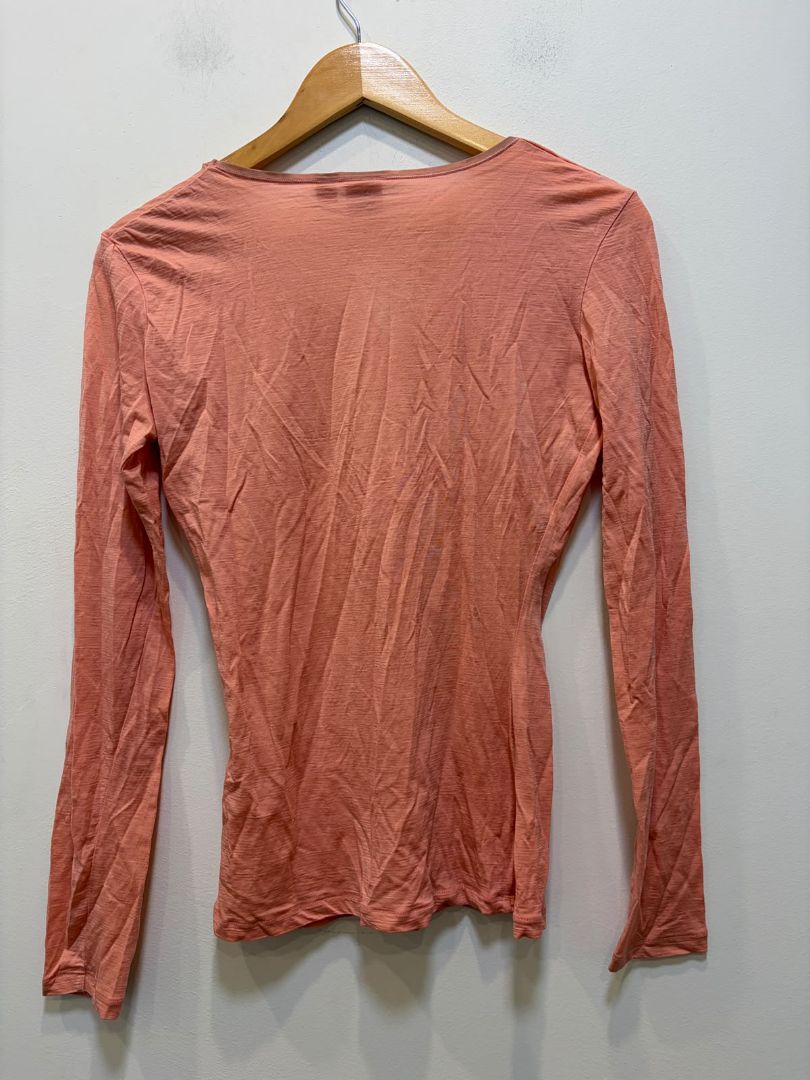 Coral Icebreaker Merino V-Neck Long-Sleeve Top, M