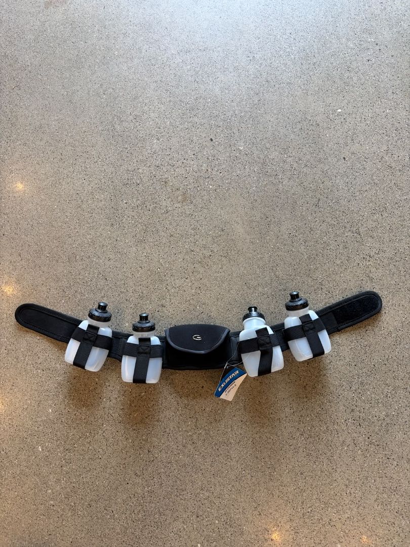 Black Exustar 4-Bottle Hydration Belt, Adjustable